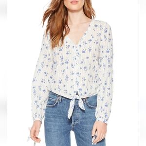 PARKER Payton Illusion Stripe Floral Blouse White Floral Coquette Cottagecore